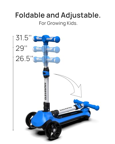 Kids Electric Scooter Blue with Light Up 3-Wheeled Design & Adjustable Height