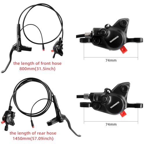 ZTZ MT200 Hydraulic Disc Brake Set for E-Bikes with 160/180/203mm Rotors, 2-Pin, Pre-Bled
