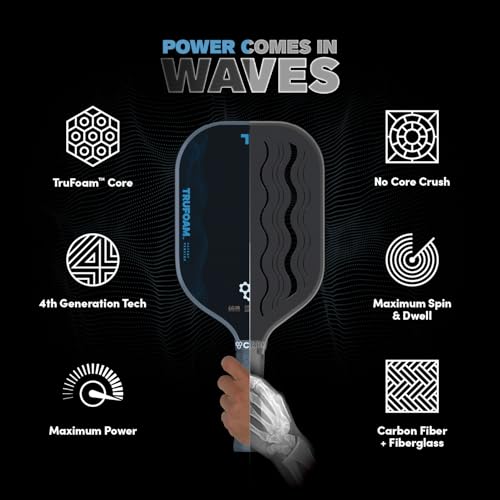 CRBN Pickleball Paddle - TruFoam Waves Elongated Model 14mm Power Control