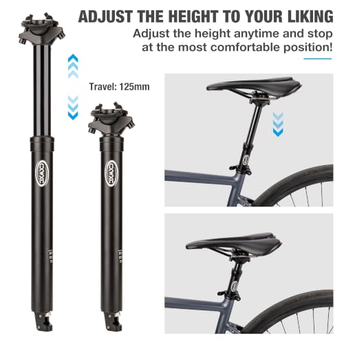 CXWXC Dropper Seat Post 27.2mm, 125mm Travel, Aluminum Mountain Bike Post