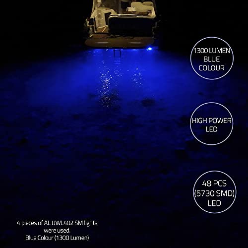 Al Aker Lighting Blue 1300 Lumen 25W Underwater Boat Light 12V for Yachts & Pontoon