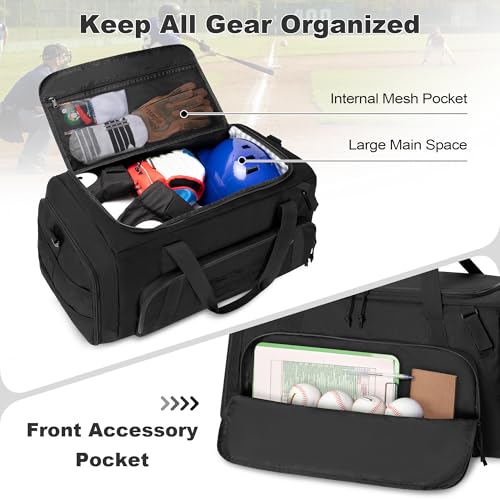 Baseball Duffle Bag with Bat Holder and Shoe Compartment for Softball
