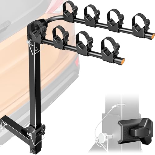 monTEK 4-Bike Hitch Rack for Cars Trucks SUVs | 2-Inch Receiver, Fold & Tilt, 150LBS Capacity