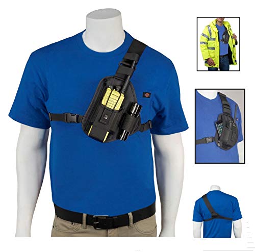 Radio Chest Harness with Adjustable Pouch for Two-Way Radios - Universal Fit