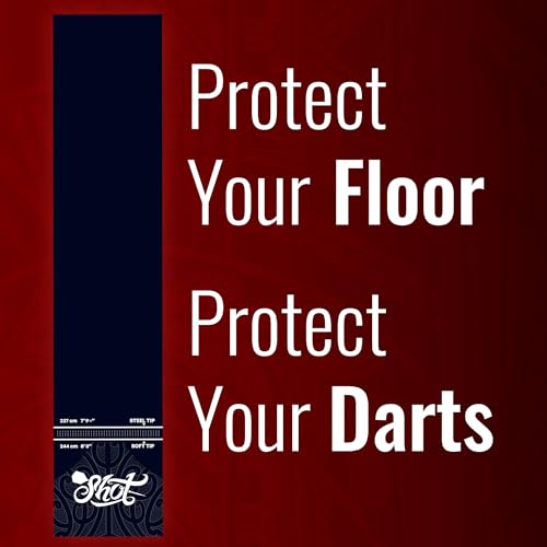 Heavy Duty Dart Mat - Non-Curling Shock-Absorbing Rubber with Throw Lines, 9.9ft x 2ft