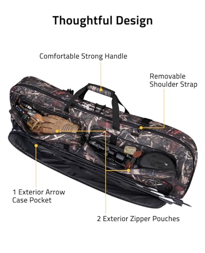 CVLIFE 44x17 Inch Soft Compound Bow Case with Multiple Pockets & Adjustable Straps