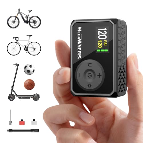 Mini Bike Pump with Gauge 120 PSI Portable Electric Inflator Presta Schrader