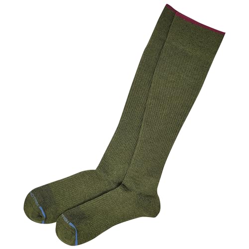 Outdoor Compression Knee-High Socks for Men - Dr. Motion, Olive Green, Size 10-13