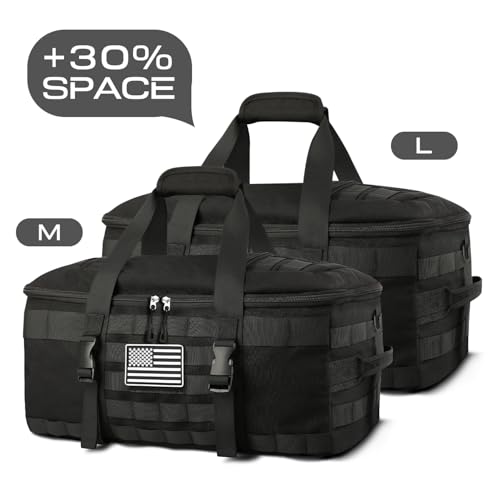 Large Tactical Gym Duffle Bag for Men with Shoe Compartment - Black