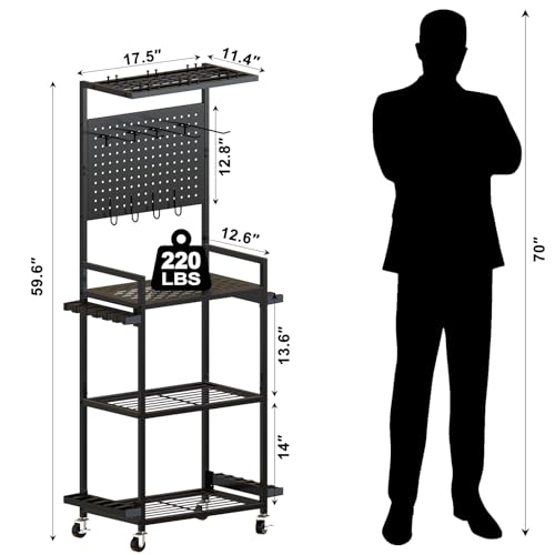 SEEAHEAD Black 12-Rod Garage Fishing Tackle Storage Cart with Wheels