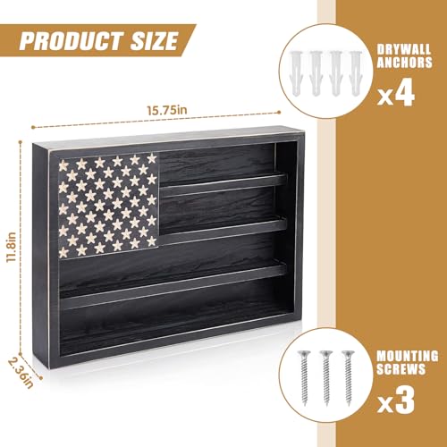 Military Challenge Coin Display Case Wall Mount Shadow Box for Medals and Souvenirs