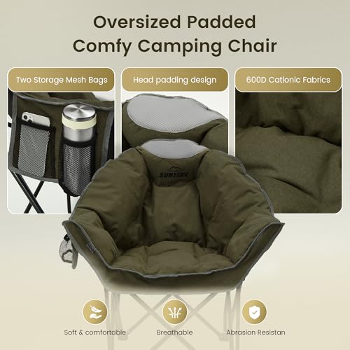 Outdoor Living Suntime Oversized Padded Camping Chair Set - Army Green, 2 Pack