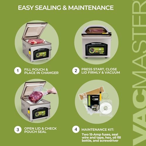 VacMaster VP230 Chamber Food Vacuum Sealer - Commercial & Home Use, 12" x 15" Bags