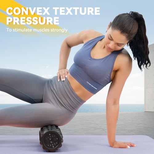 LTHTRADE Black 5-Speed Rechargeable Vibrating Foam Roller for Muscle Recovery