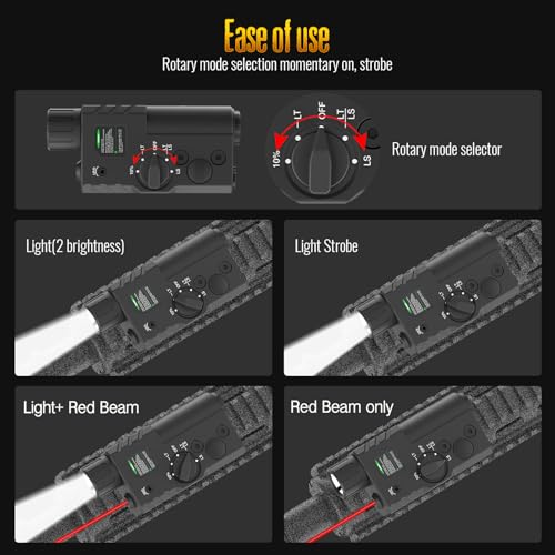 Defentac 2000 Lumens Tactical Flashlight with Red Beam and White LED - Variation: Red
