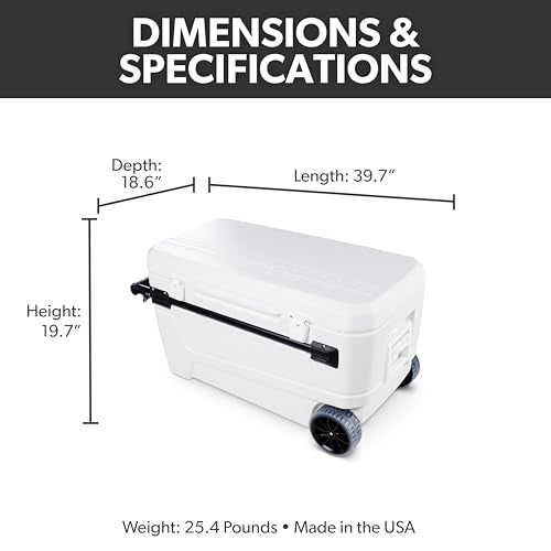 Igloo Maxcold Glide 110Qt Wheeled Cooler - White 168-Can Insulated Ice Chest