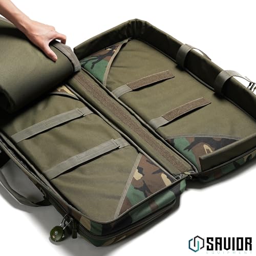 Double Rifle and Pistol Gun Case with Lockable Compartments & Padded Shoulder Strap