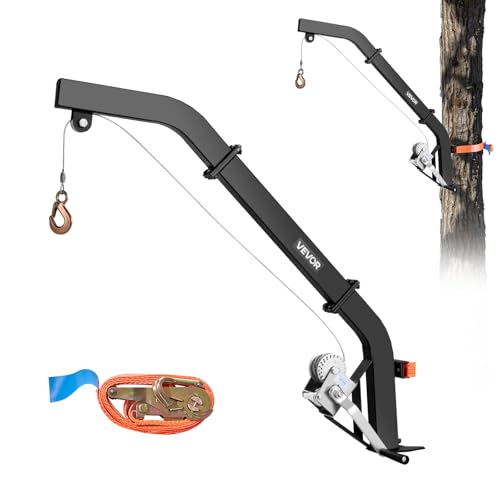 Tree Mounted Deer Hoist 353 lbs Load Capacity Hunting Game Lift Winch with Ratchet Strap