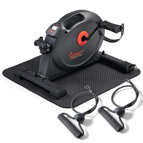 Sunny Health & Fitness Smart Mini Cycle Dark Grey - Under Desk Pedal Exerciser for Arm & Leg Workout