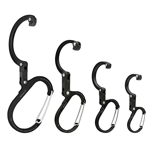 Gear Aid HEROCLIP Medium Carabiner Gear Clip & Hook for Camping & Travel - Stealth Black