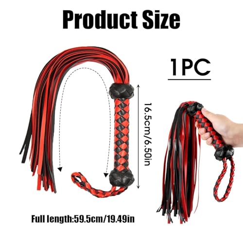 Red Horse Riding Crop Whip for Horses Training Faux Leather 23 Inch - Variation of THIS listing