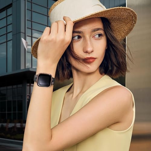 Two-Tone Floral Engraved Silicone Sport Band for Fitbit Versa 3/ Versa 4/ Sense 2 - Black & Hot Pink