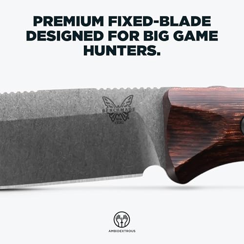 Benchmade Saddle Mountain Skinner Hunting Knife - Stabilized Wood, Stonewash Finish, S30V Steel Blade