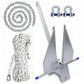 10 lb Boat Anchor Kit for 16-26 ft Vessels with Chain Rope & Shackles - SajoSolid