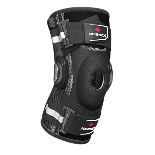 Large Black Knee Brace Support for Men & Women - Hinged, Pain Relief