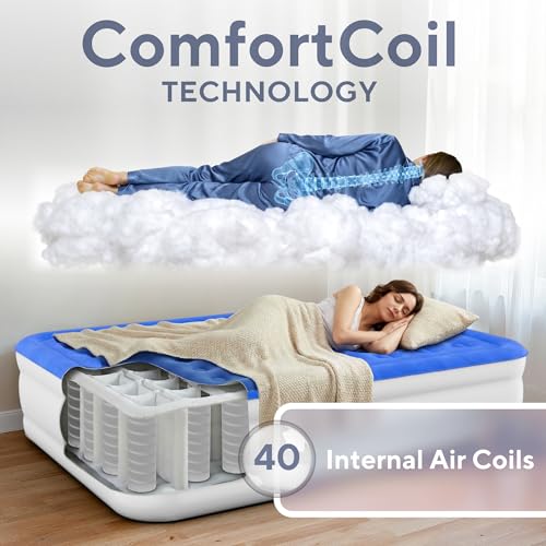 SoundAsleep Dream Series Queen Raised Air Mattress with Built-in Pump - Blue