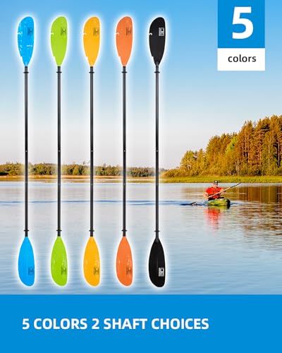 OCEANBROAD Adjustable Kayak Paddle - 94in Black with Aluminum Shaft & Leash