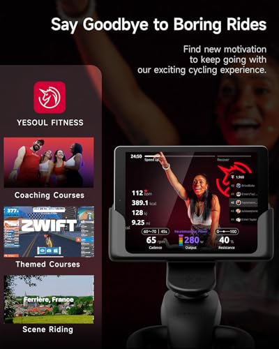 YESOUL Black Magnetic Indoor Exercise Bike with App Training & Adjustable Resistance