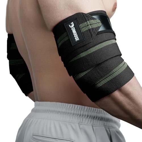 Green Stripes 40-Inch Adjustable Elbow Wraps for Weightlifting & Gym Support