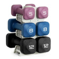 Tone Fitness 50 lb Neoprene Dumbbell Set with Storage Rack - Non-Slip, Anti-Roll Hand Weights