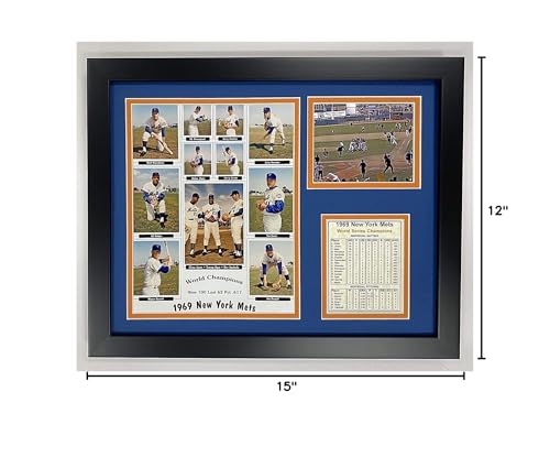 MLB World Series Champions Wall Art - New York Mets 1969 Team Photo & Roster Collage, Framed 12x15