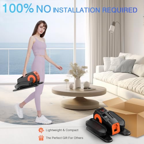 DUREXO Orange Under Desk Elliptical with Remote Control & 12 Speeds – Portable Leg Exerciser for Seniors & Office Use