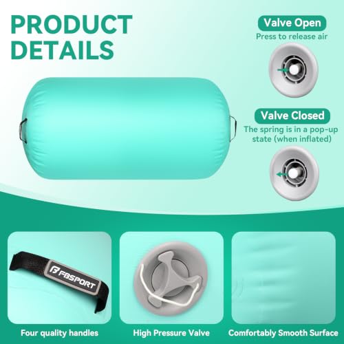 No Pump Inflatable Gymnastics Air Roller - Green, 39.37×31.5 Inch for Yoga Cheerleading Training