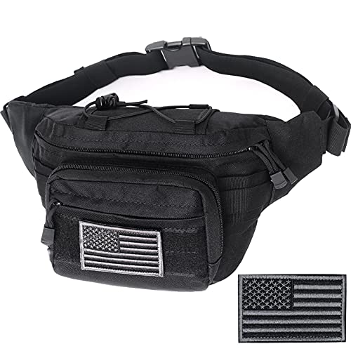 Meprona Tactical Fanny Pack 1 Pack Black Military Waist Bag Outdoor Utility