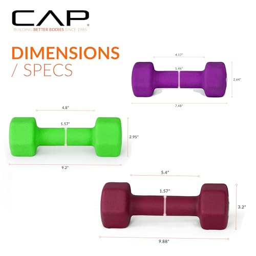 CAP 100 lb Neoprene Dumbbell Set with Rack - Color Series, 5 Pairs