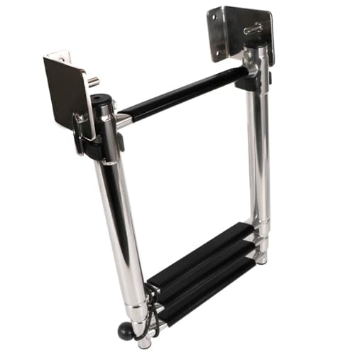Marine 316 Stainless Steel Telescoping Transom Ladder - 4 Steps, Water Boarding