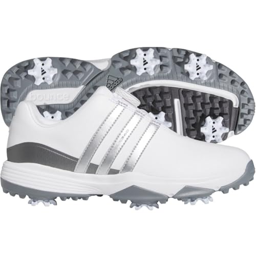 Kids adidas Tour360 24 Boa Golf Shoes 6.5 Big Kid White/Silver Metallic/Iron Metallic