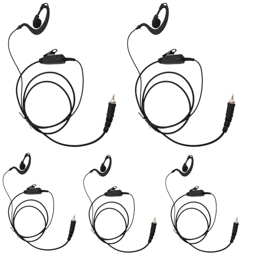 G Shape Earhook Two-Way Radio Earpiece with Mic for Motorola Clp Series - 5 Pack
