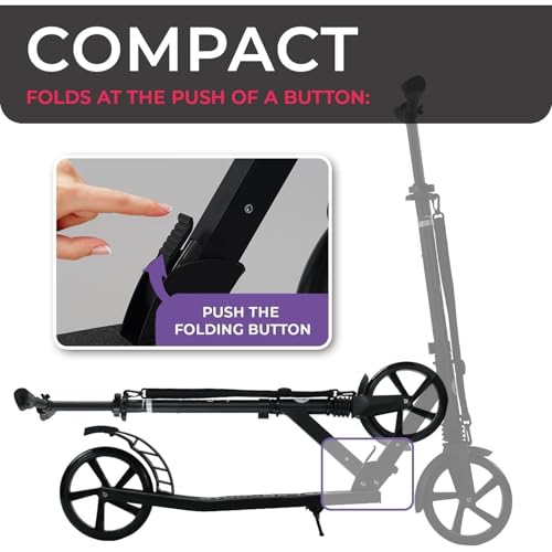 Lascoota Purple Kick Scooter for Kids Teens Adults 8" Urethane Wheels Foldable