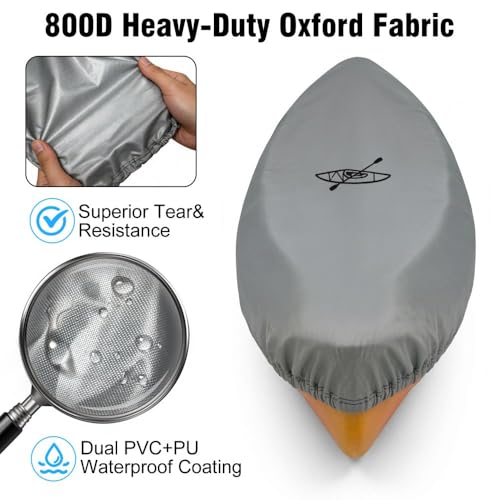800D Heavy-Duty Waterproof Kayak Cover 11.6-13ft for Outdoor Storage
