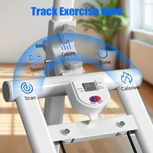 White Foldable Stair Stepper Machine with Adjustable Resistance & Handle Bar for Home Cardio Workout