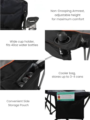 FAIR WIND 2-Pack Heavy Duty Oversized Camping Chairs for Adults - Black Twin Pack
