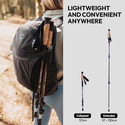 Lightweight Carbon Fiber Trekking Poles with Cork Handle - Adjustable Hiking Poles