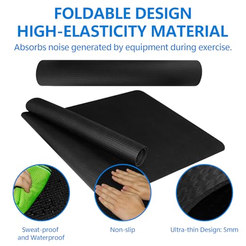 Foldable Treadmill and Bike Mat Set - 23.6 x 47.2 Inch Non-Slip Floor Protector for Indoor Gym Equipment - Variation 1pcs