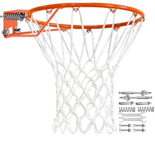 Heavy Duty 18-Inch Steel Basketball Rim with Heavy-Duty Net Wall Mount Replacement Hoop