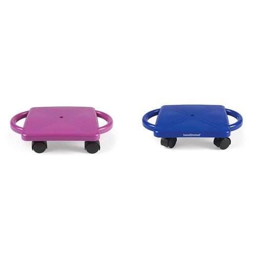 Hand2Mind Purple Indoor Scooter Board with Safety Handles for Kids Ages 6-12, Plastic Floor Scooter